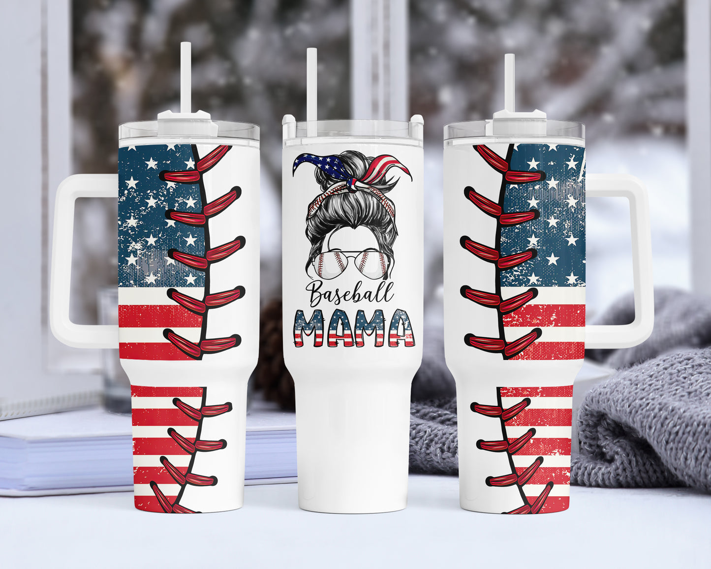 40oz Patriotic Baseball Mama