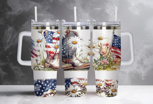 40oz Patriotic Boots Tumbler