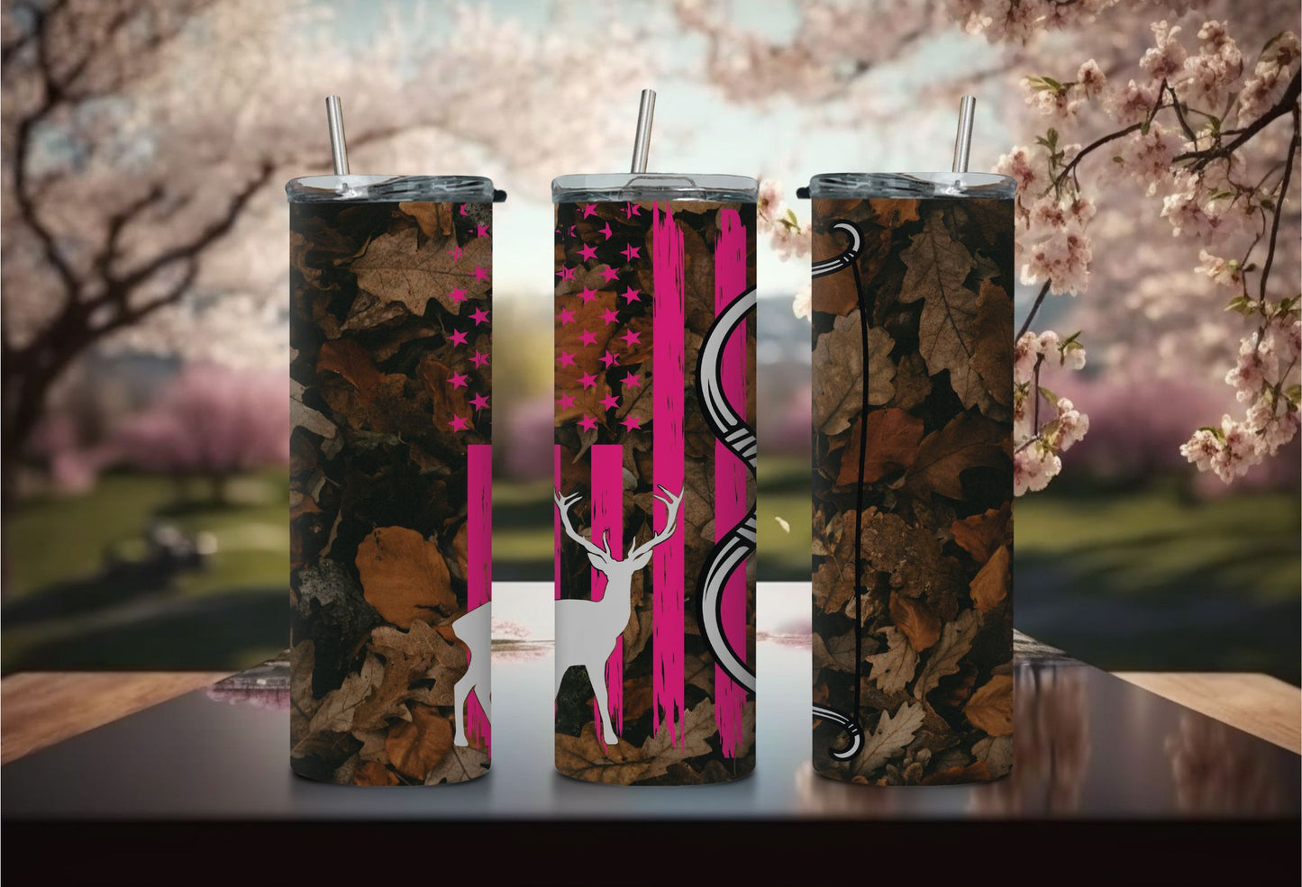 Pink Patriotic Hunting Tumbler