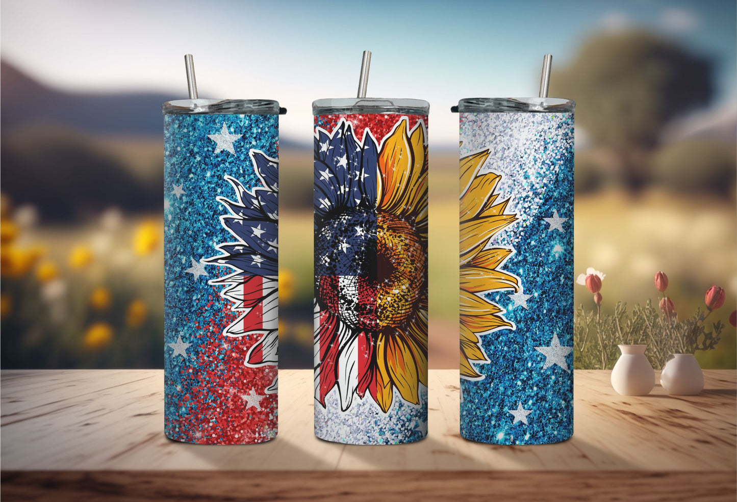 Patriotic Sunflower Tumbler