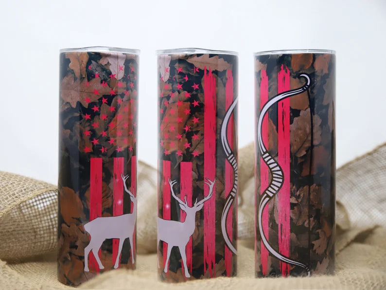 Pink Patriotic Hunting Tumbler